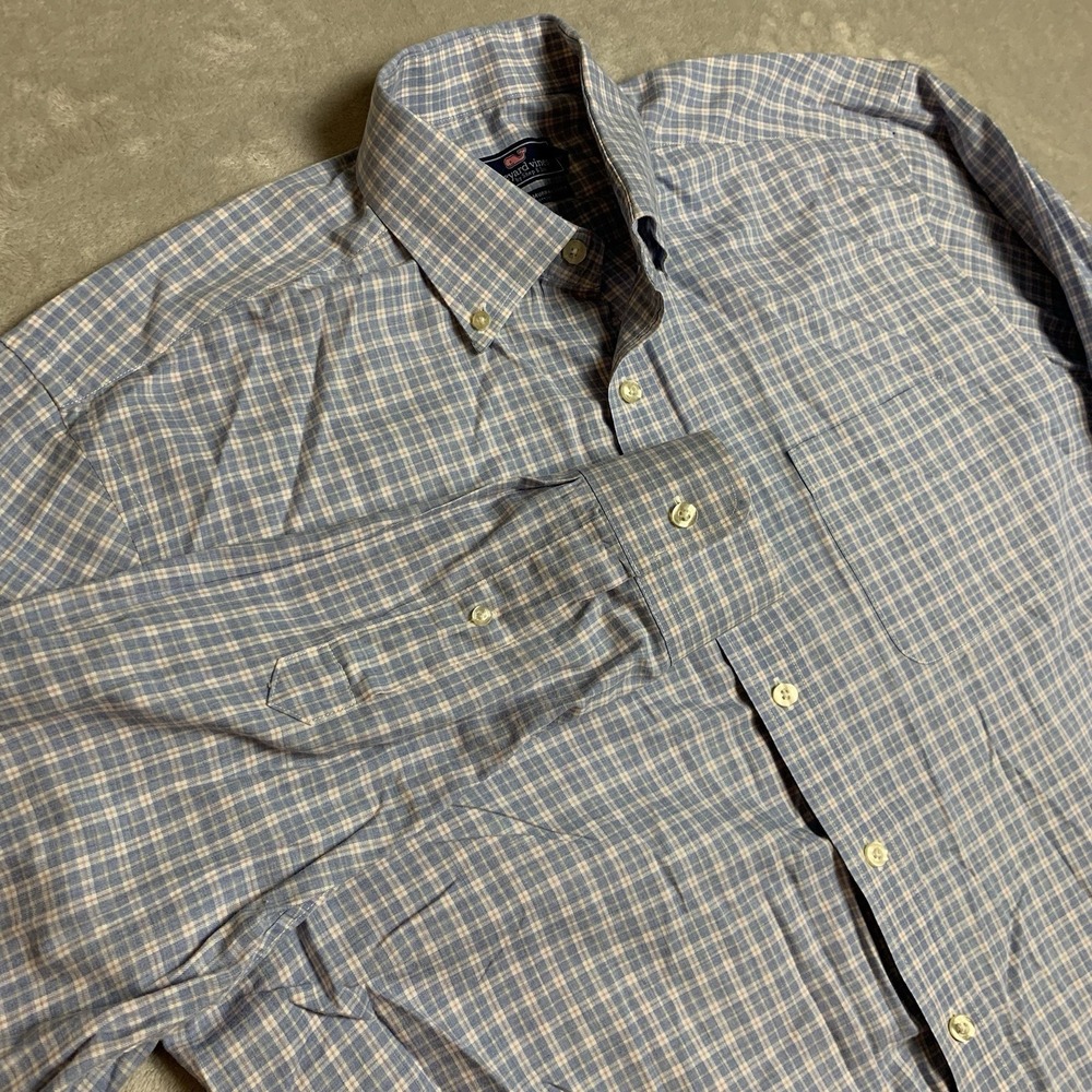 Vineyard Vines Murray Shirt Mens Large Plaid Cotton Preppy Whale Casual Work